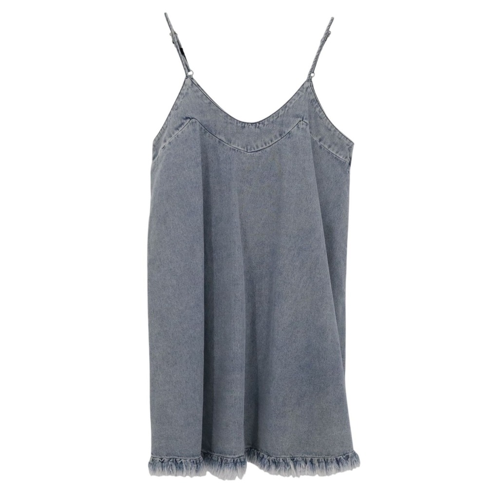 Umgee Denim Tank Dress Womens S Blue Grunge Street Style Boho Indie Y2K Festival